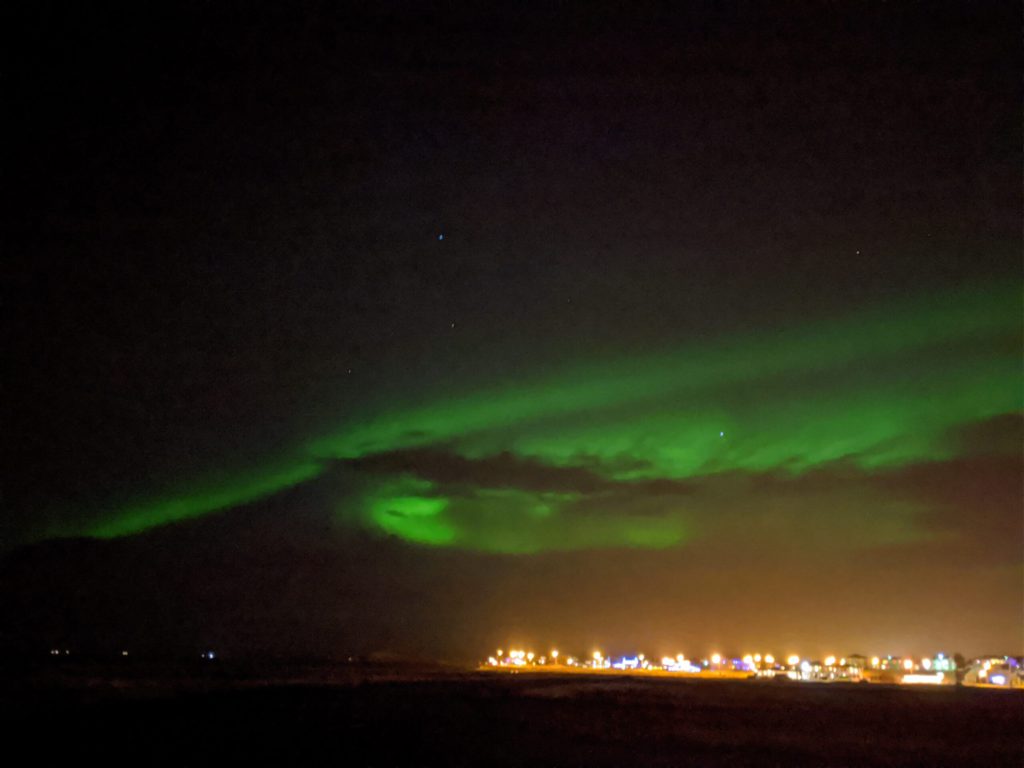 アイスランド・ヘプンの町で見たオーロラ